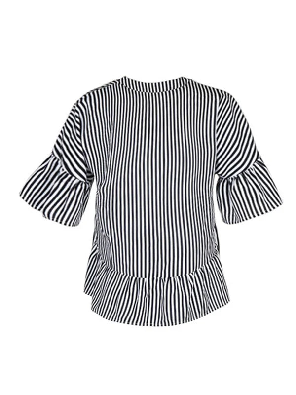 Elodie | Striped Tiered V-Neck Top