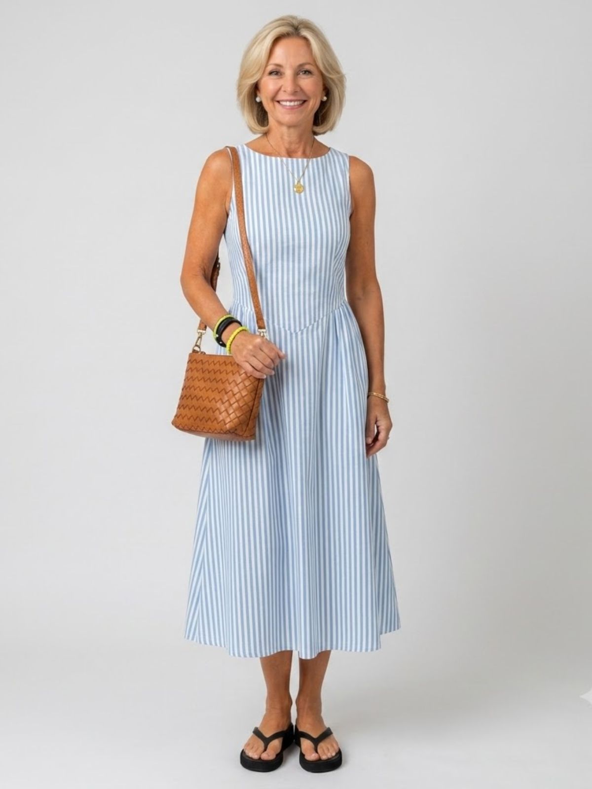 Denise | Timeless Nautical Striped Midi Dress