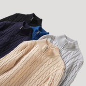 Becket | Half zip wool cable knit jumper