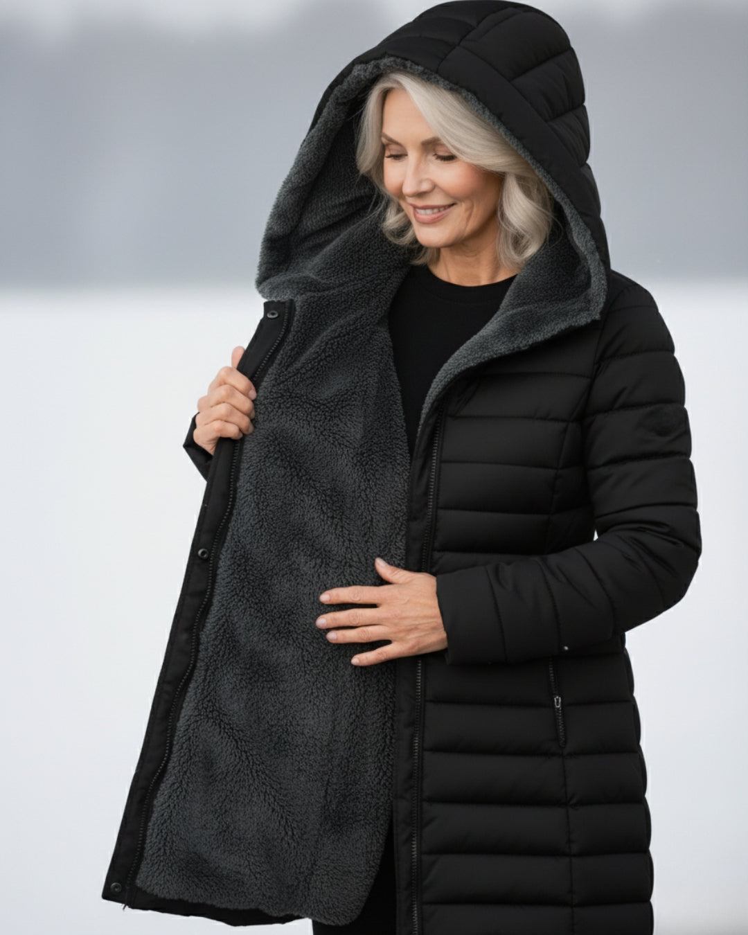 Helen | Fleece-Lined Longline Puffer Coat