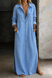 Andrea | Classic Denim-Look Button-Down Dress