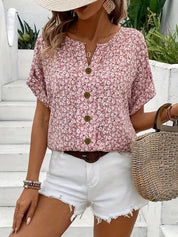 Charisse | Blouse with floral buttons