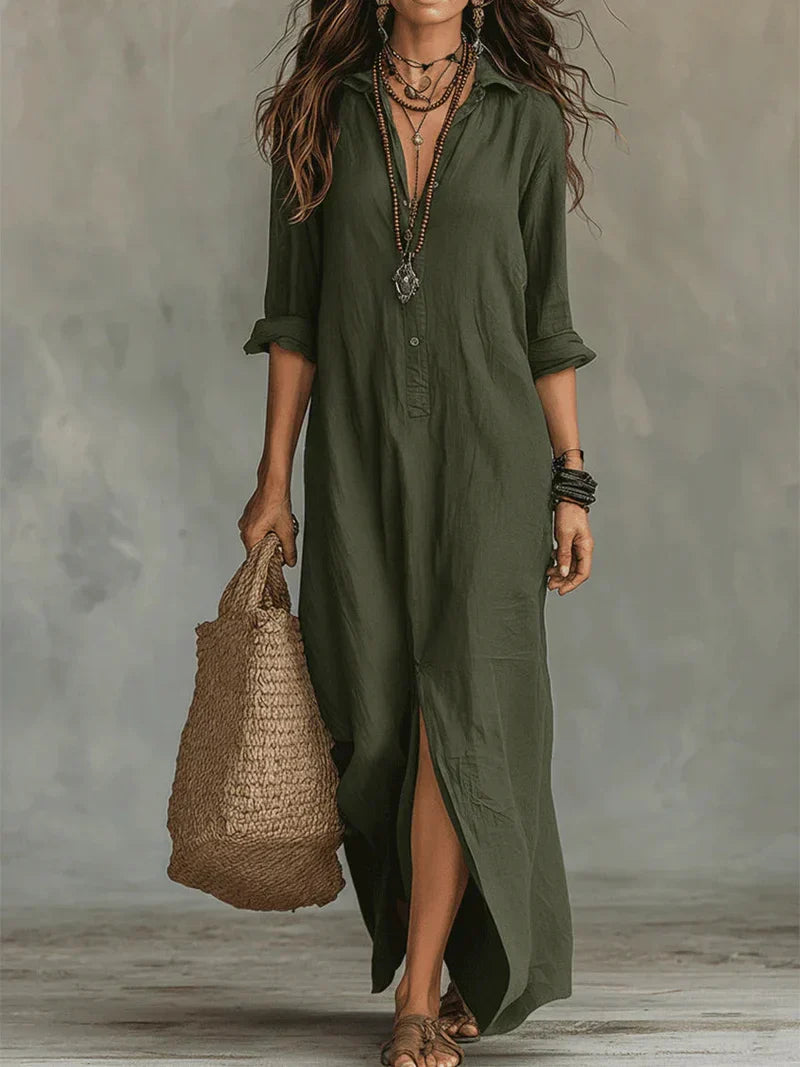 Fay | Relaxed Linen-Look Kaftan Maxi Dress