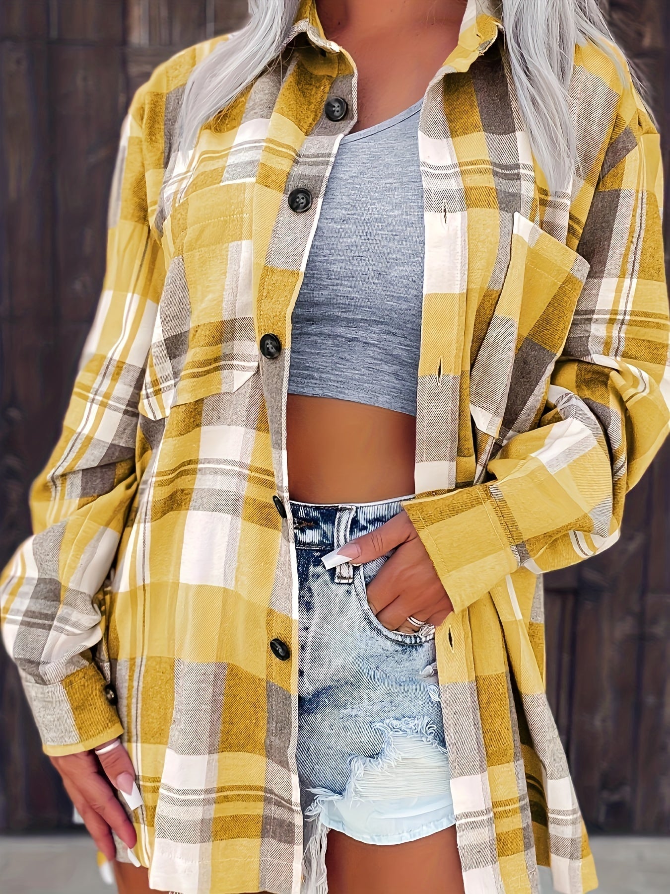 Demi | Oversized Plaid Long-Sleeve Shirt