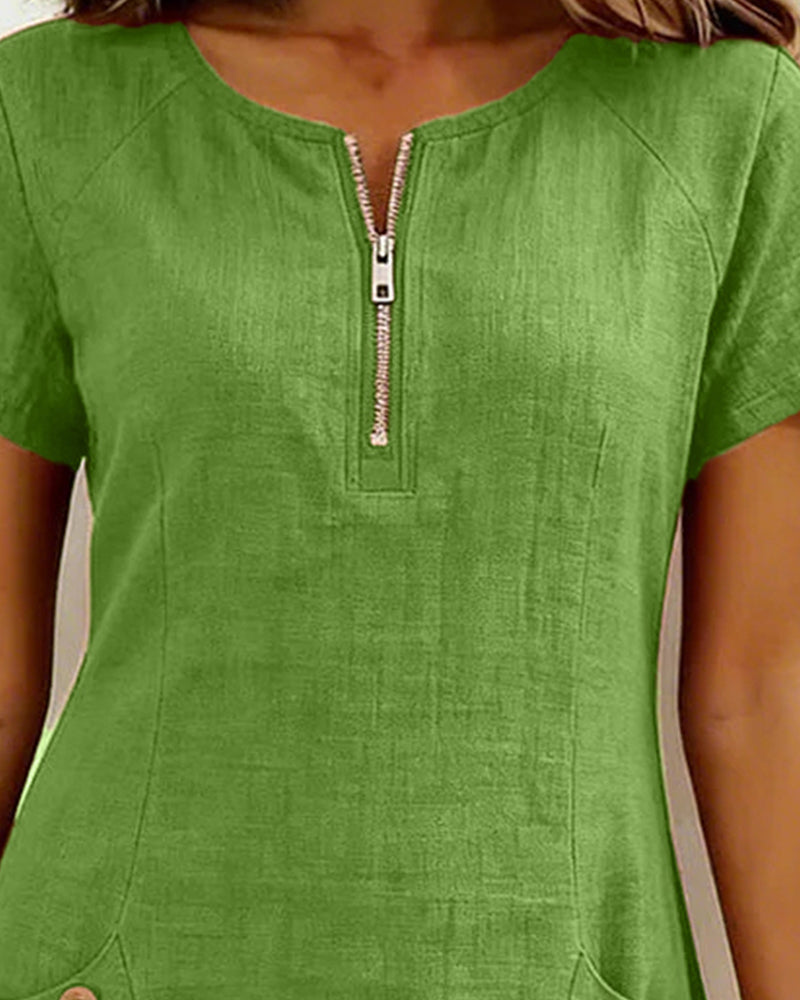 Lynda | Classic Elegant Zip-Neck Dress