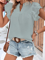 Thalia | Top with V-neck and ruffles