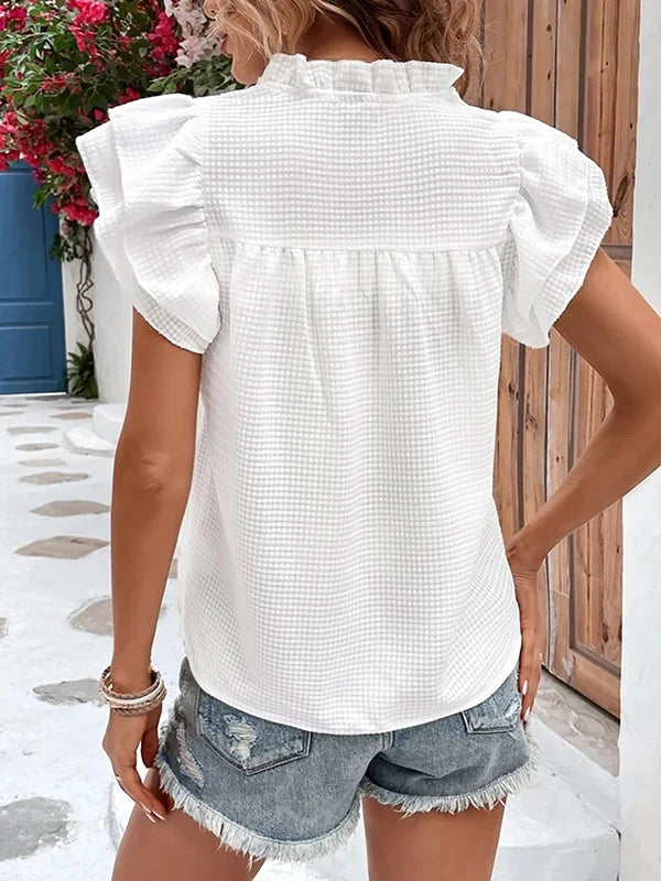 Thalia | Top with V-neck and ruffles