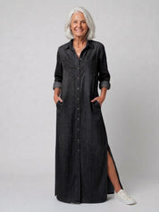 Andrea | Classic Denim-Look Button-Down Dress
