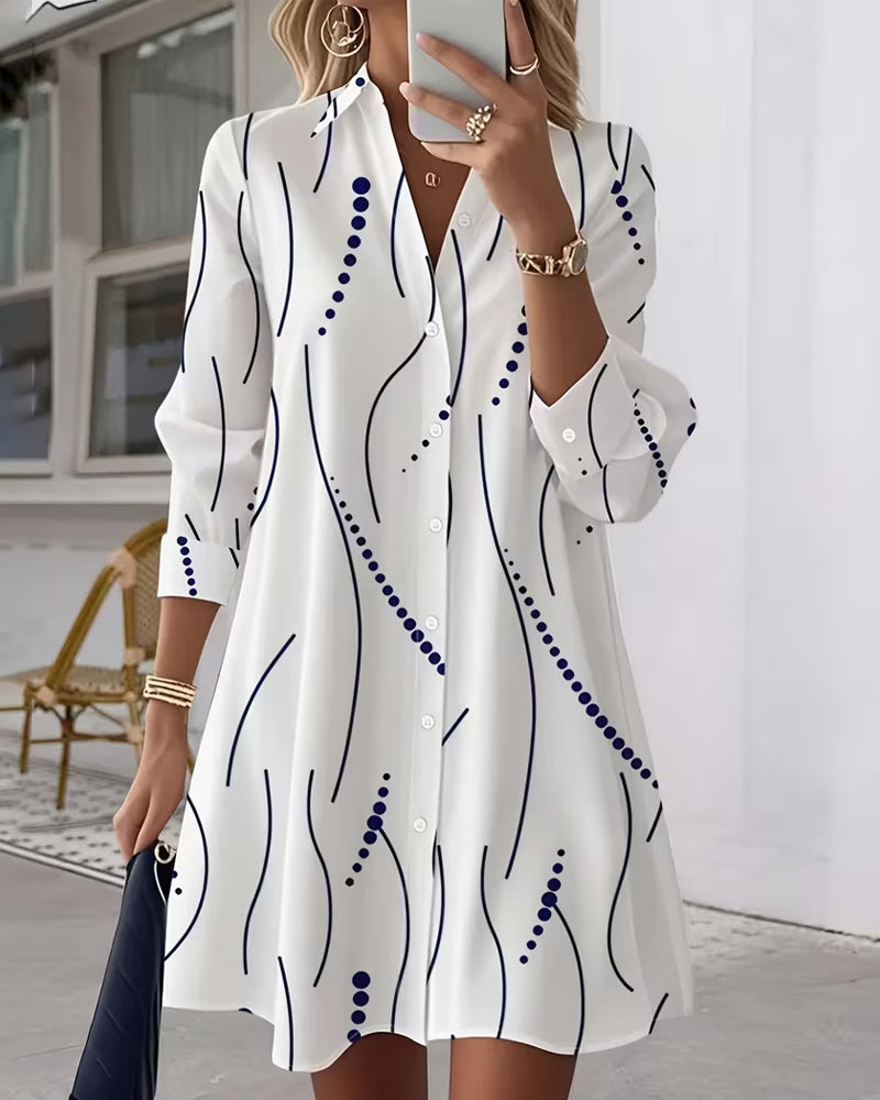 Kate | Abstract Wavy Print Shirt Dress