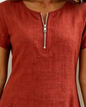 Lynda | Classic Elegant Zip-Neck Dress
