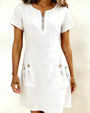 Lynda | Classic Elegant Zip-Neck Dress