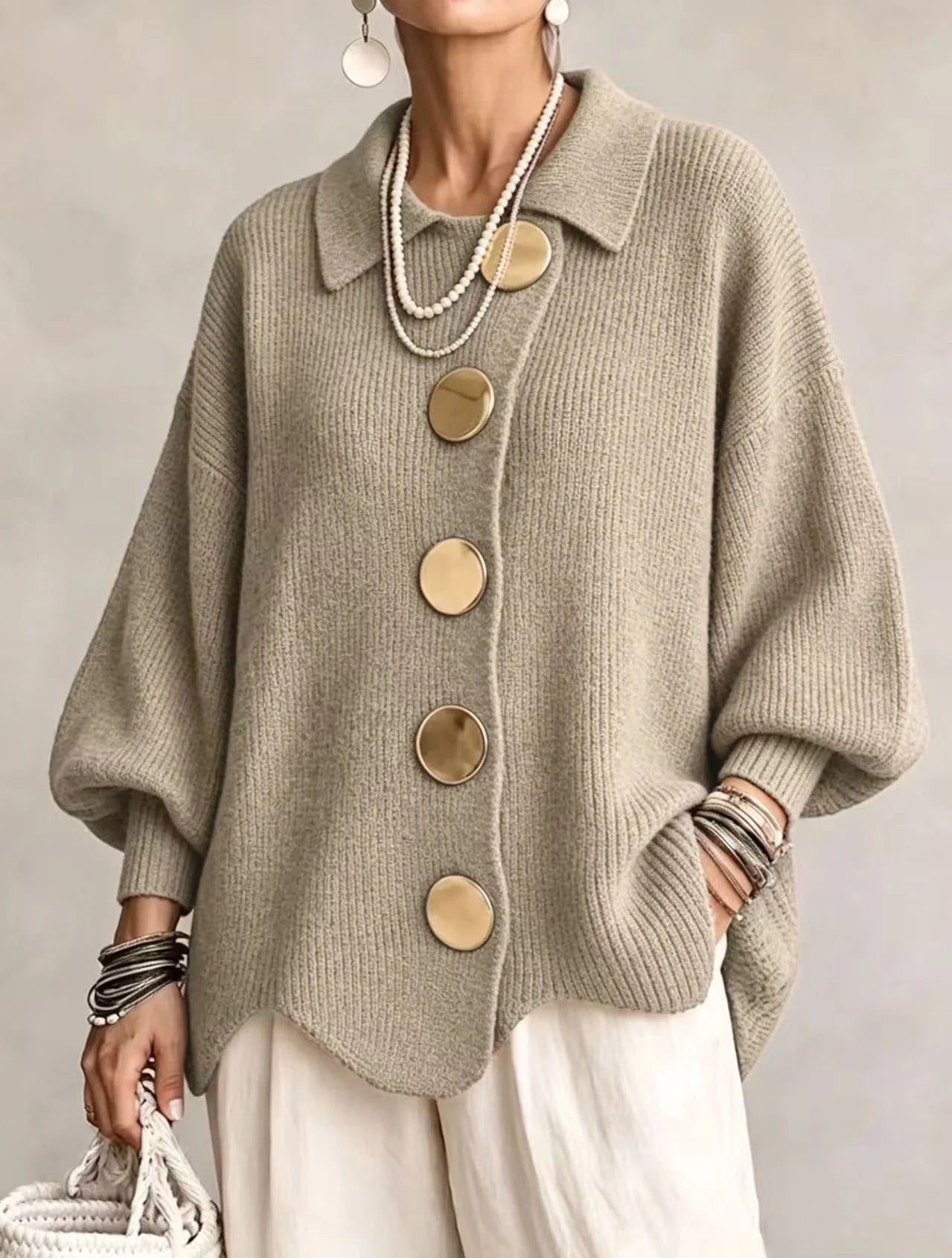 Karina | Statement Collar Knit Cardigan