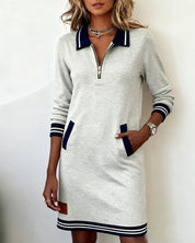 Dorellia | Striped Zip-Neck Sweatdress