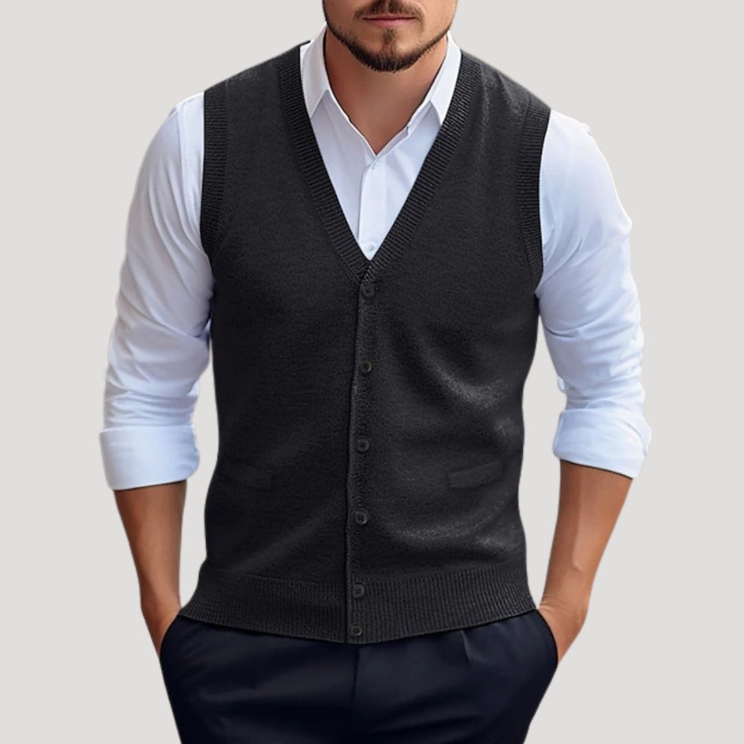 Carter | Knitted waistcoat button up sleeveless jumper
