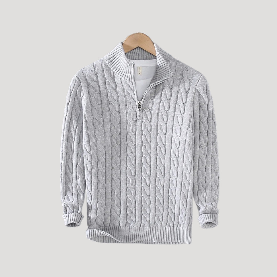 Becket | Half zip wool cable knit jumper