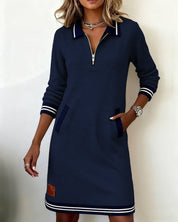 Dorellia | Striped Zip-Neck Sweatdress