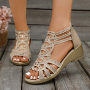Jeanette | Elegant Cutout Wedge Sandals