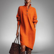 Julie | Button-Collar Midi Dress