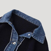 Michelle | Navy knit cardigan with denim trim