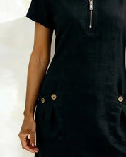 Lynda | Classic Elegant Zip-Neck Dress