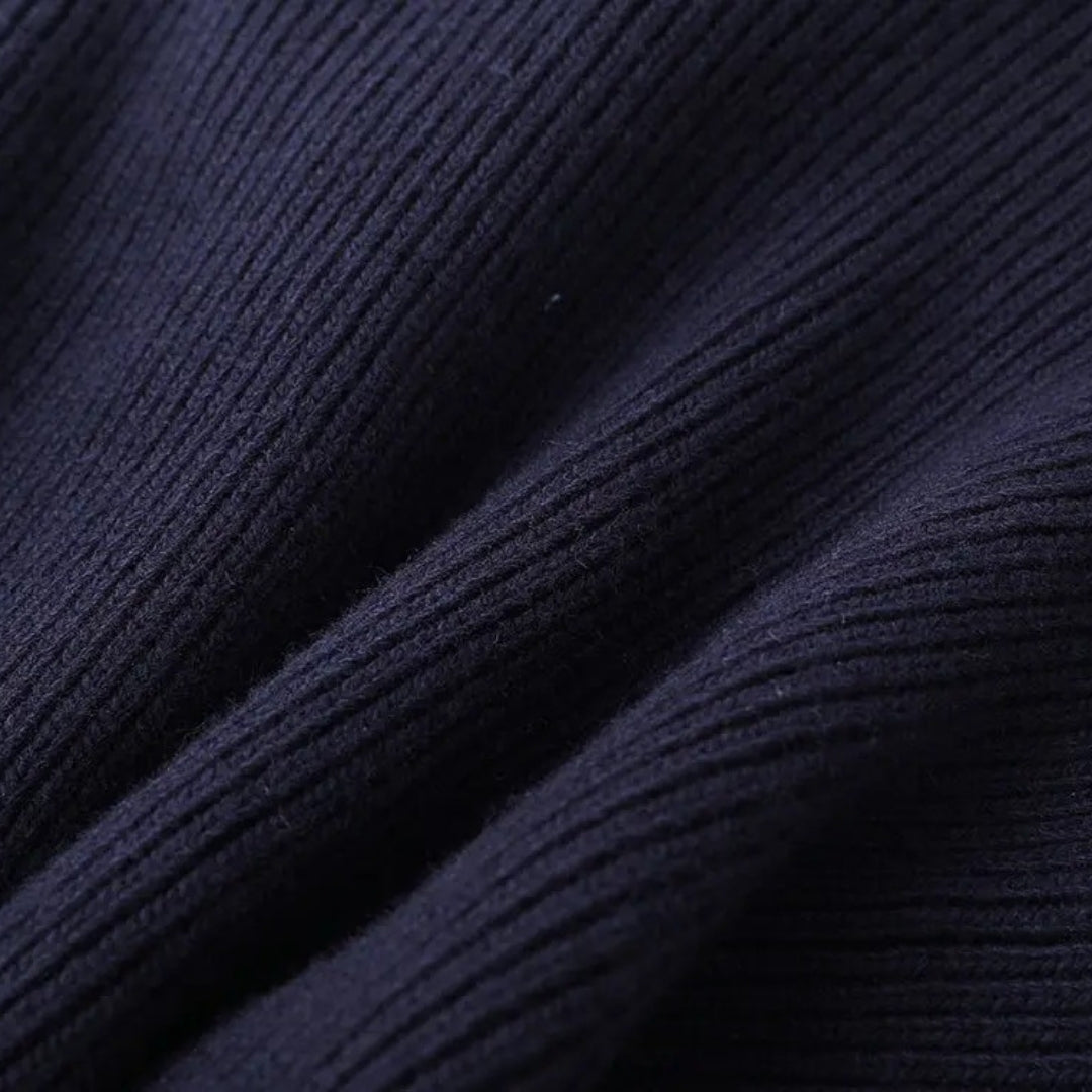 Michelle | Navy knit cardigan with denim trim