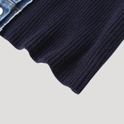 Michelle | Navy knit cardigan with denim trim