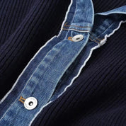 Michelle | Navy knit cardigan with denim trim