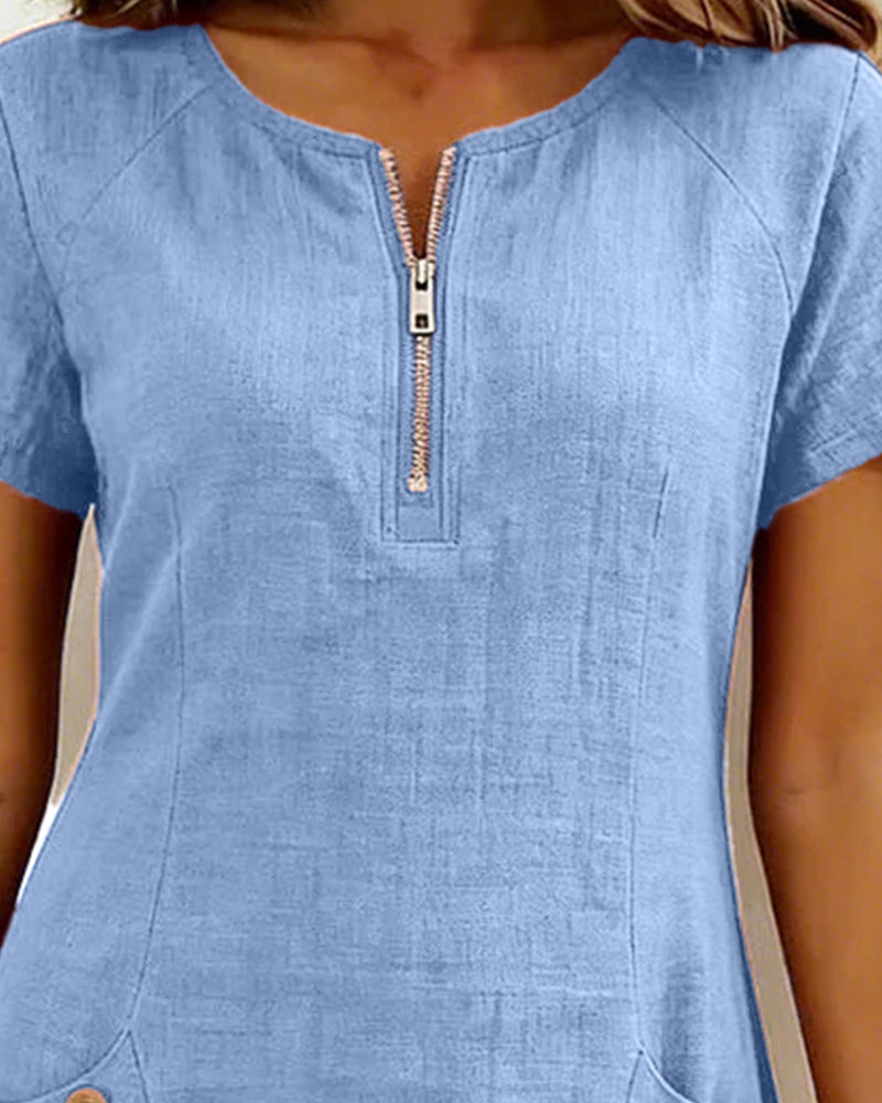 Lynda | Classic Elegant Zip-Neck Dress