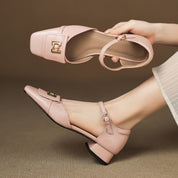 Elvane Buckle Leather Mary-Janes