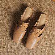 Rosel Square-Toe Leather Mules
