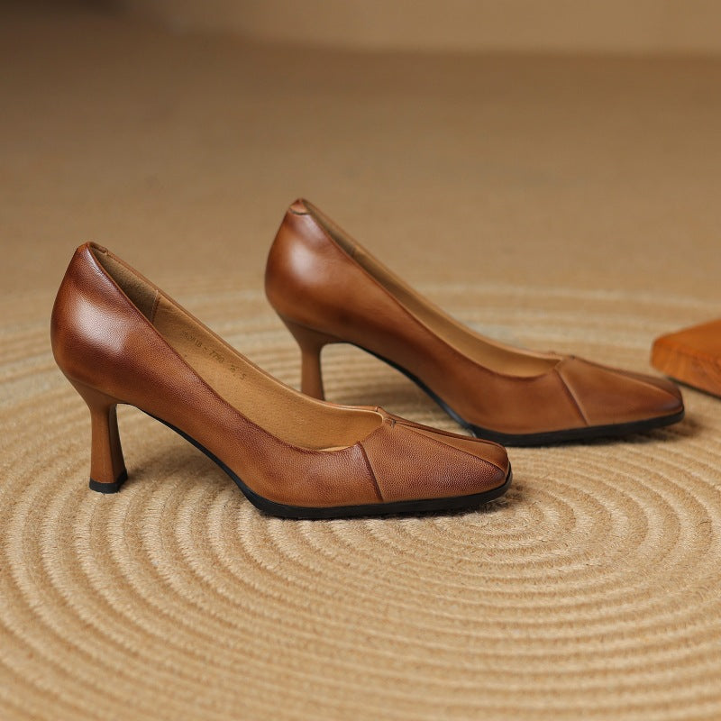 Marisol Leather Square-Toe Pumps