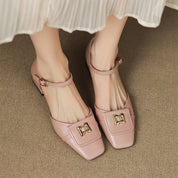 Elvane Buckle Leather Mary-Janes