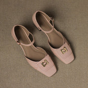 Elvane Buckle Leather Mary-Janes