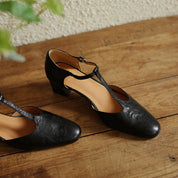 Elowen Leather T-Strap Heels