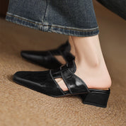 Rosel Square-Toe Leather Mules