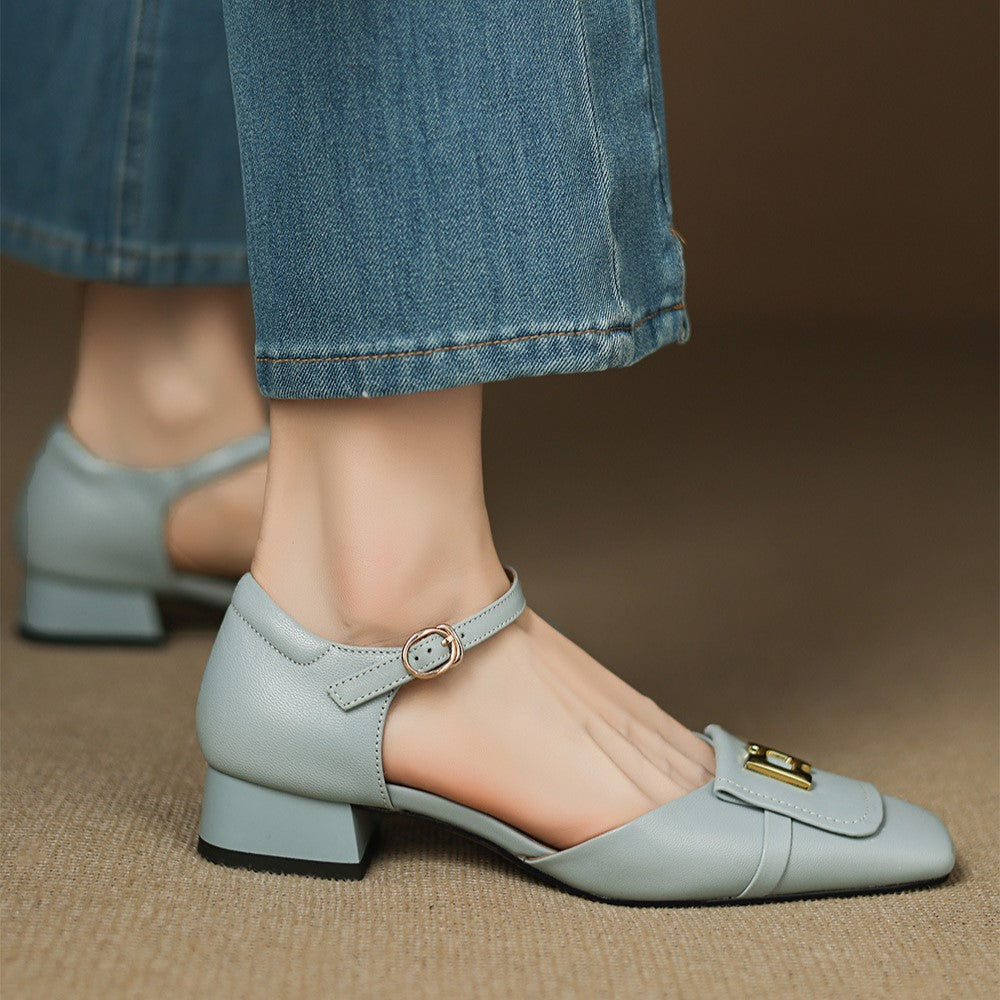 Elvane Buckle Leather Mary-Janes