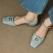 Elvane Buckle Leather Mary-Janes