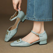 Elvane Buckle Leather Mary-Janes