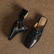 Rosel Square-Toe Leather Mules
