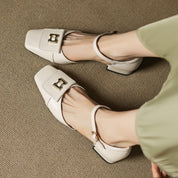 Elvane Buckle Leather Mary-Janes