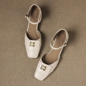 Elvane Buckle Leather Mary-Janes