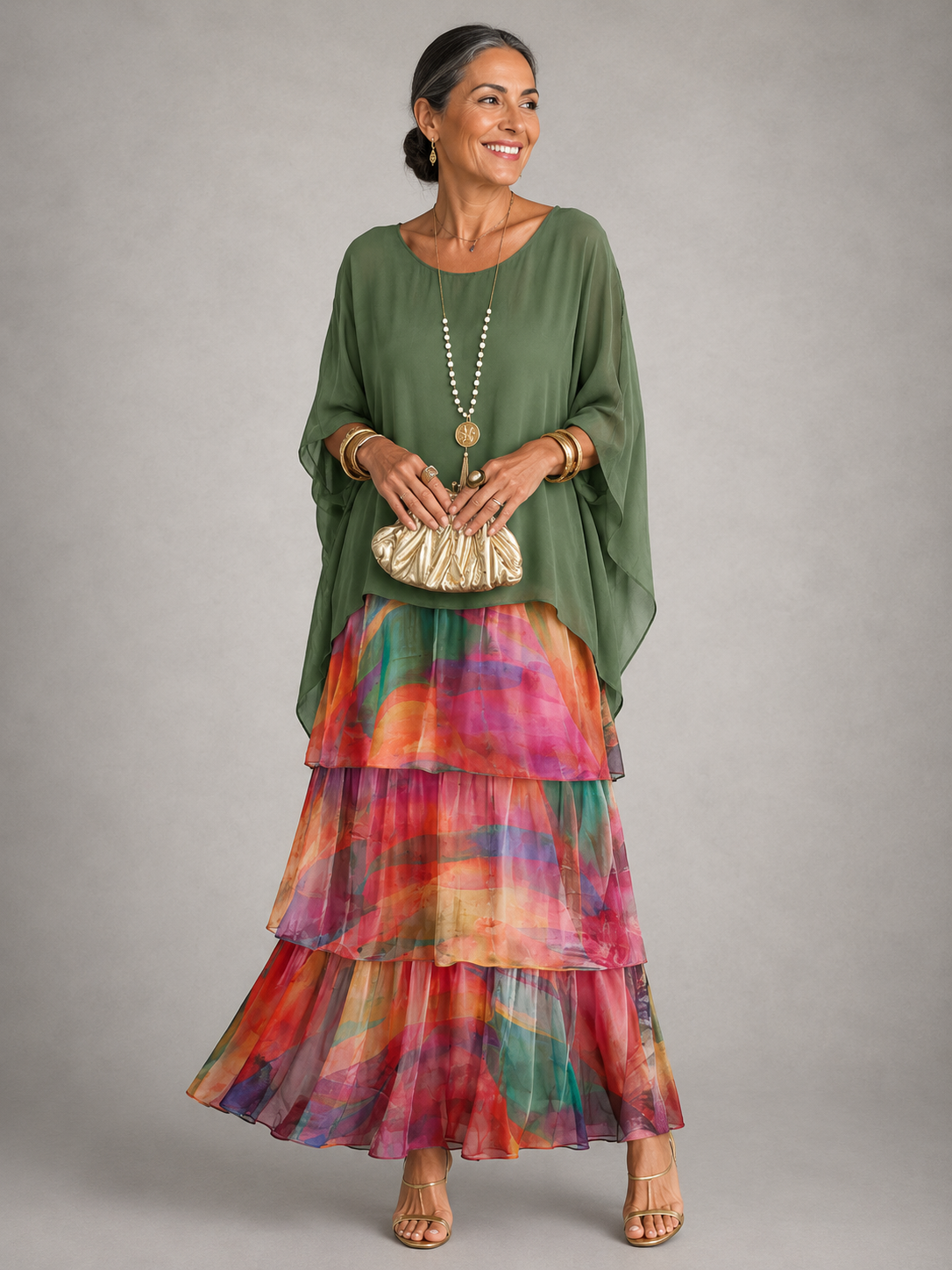 Lara | Elegant Tiered Flowing Maxi Dress