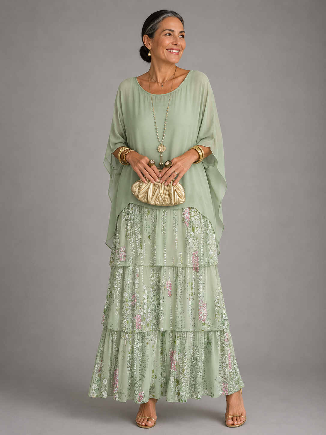 Lara | Elegant Tiered Flowing Maxi Dress