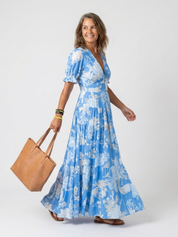 Eva | Vibrant Floral V-Neck Maxi Dress