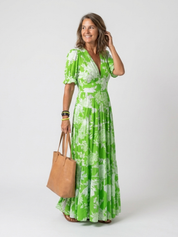 Eva | Vibrant Floral V-Neck Maxi Dress