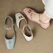 Elvane Buckle Leather Mary-Janes