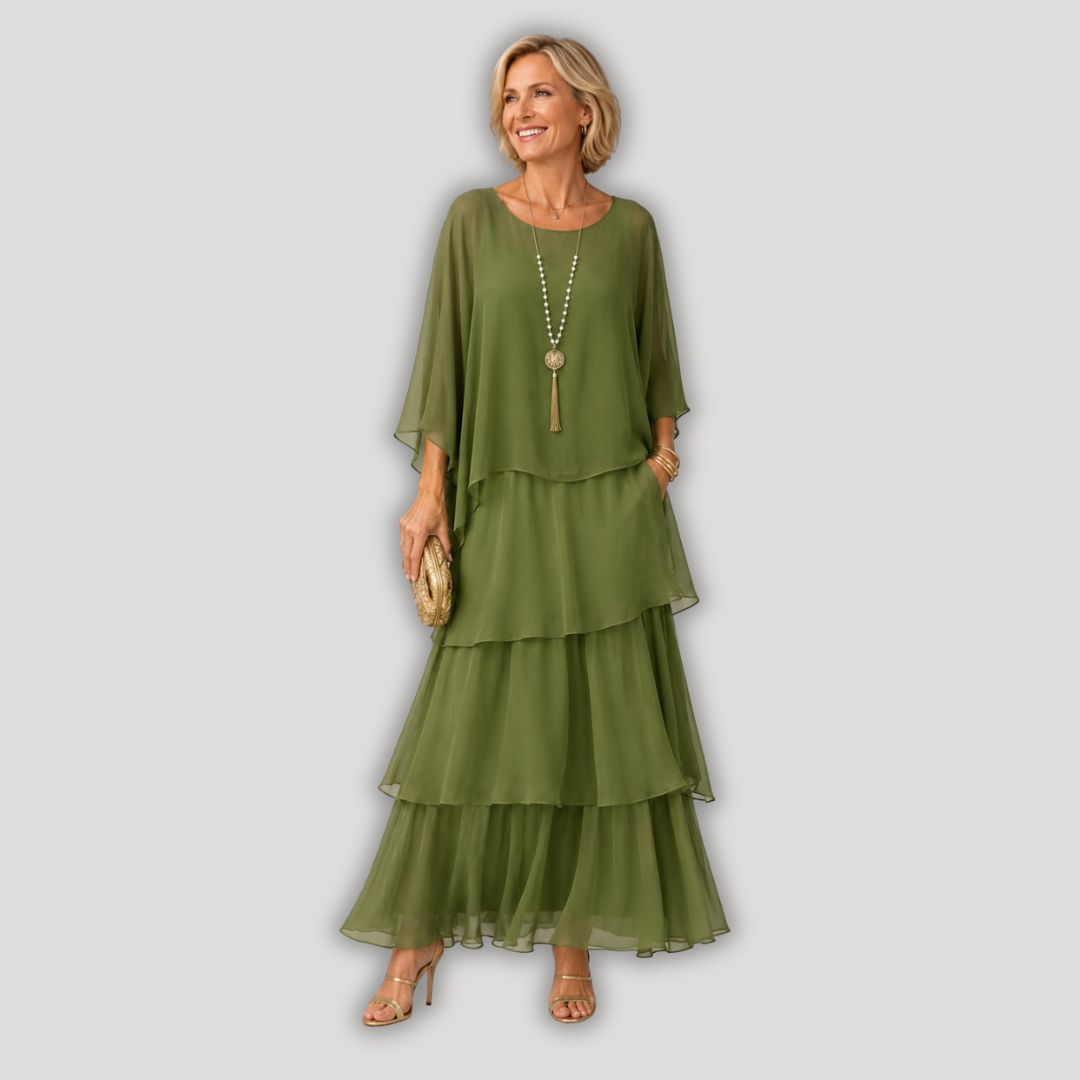 Lara | Elegant Tiered Flowing Maxi Dress