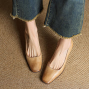 Elviera Square Leather Pumps