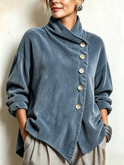Brenda | Ribbed Button-Trim Jumper