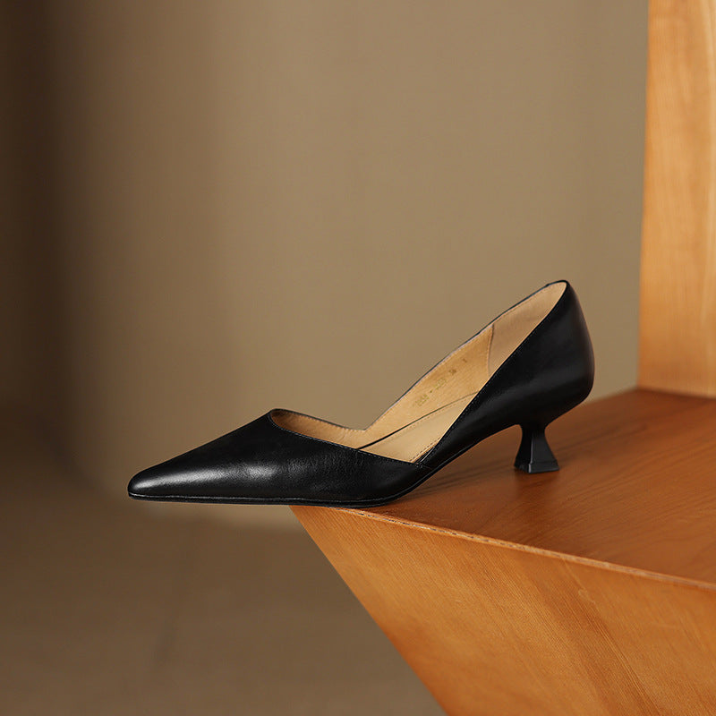 Ceyra Leather Kitten Heels